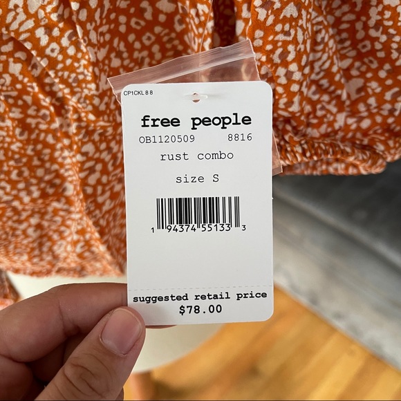 ✨NEW✨ Free People ✧ “Celia” Burnt Orange Tie-Hem Blouse - Picture 5 of 12